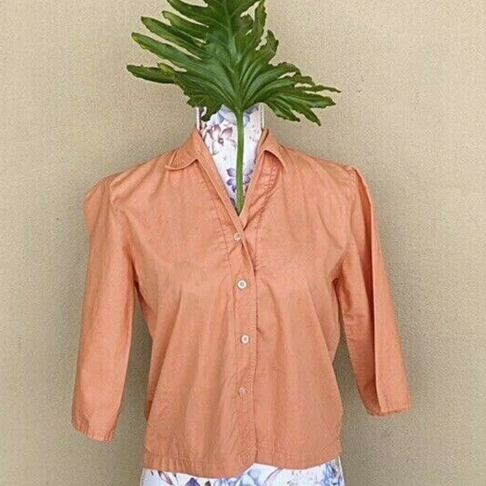 Vtg Peach Cotton Top 50s 60s Crop M